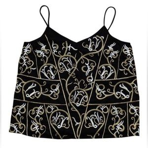 nwt anthropologie embroidered Velvet Black Tank Top size M New with tags